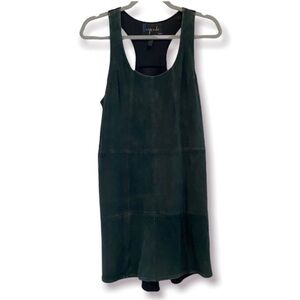 ANTHROPOLOGIE | LAZERADE x VEDA Genuine Leather Racerback Mini Dress Suede Small